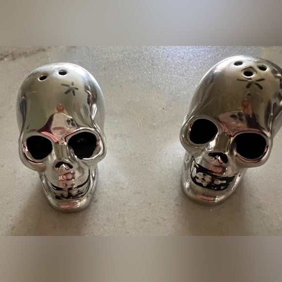 Silver Skull Salt and Pepper Shakers - Picture 1 of 5